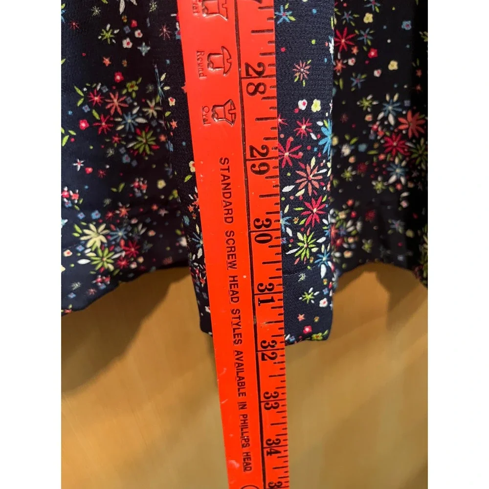 C.J. Banks Midi Skirt Womens 18W Navy Floral Button Front Elastic Back A-Line